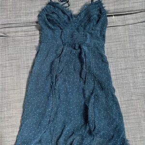 American Eagle Blue Polka Dot dress mini cute spring summer outfit